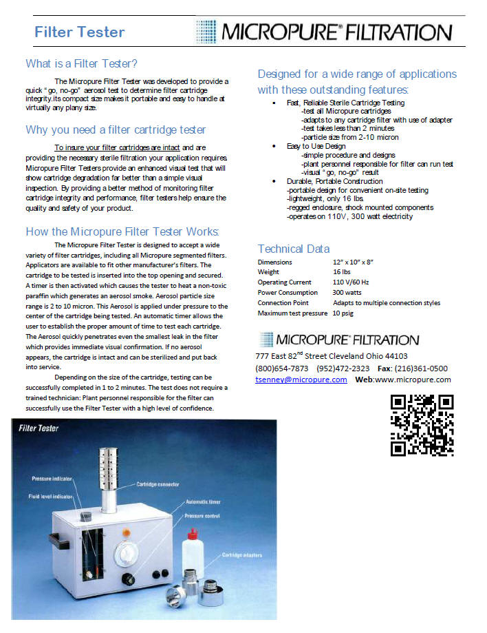Specialized Sterile Gas, Sterile Air, Culinary Steam, and Liquid Filtration